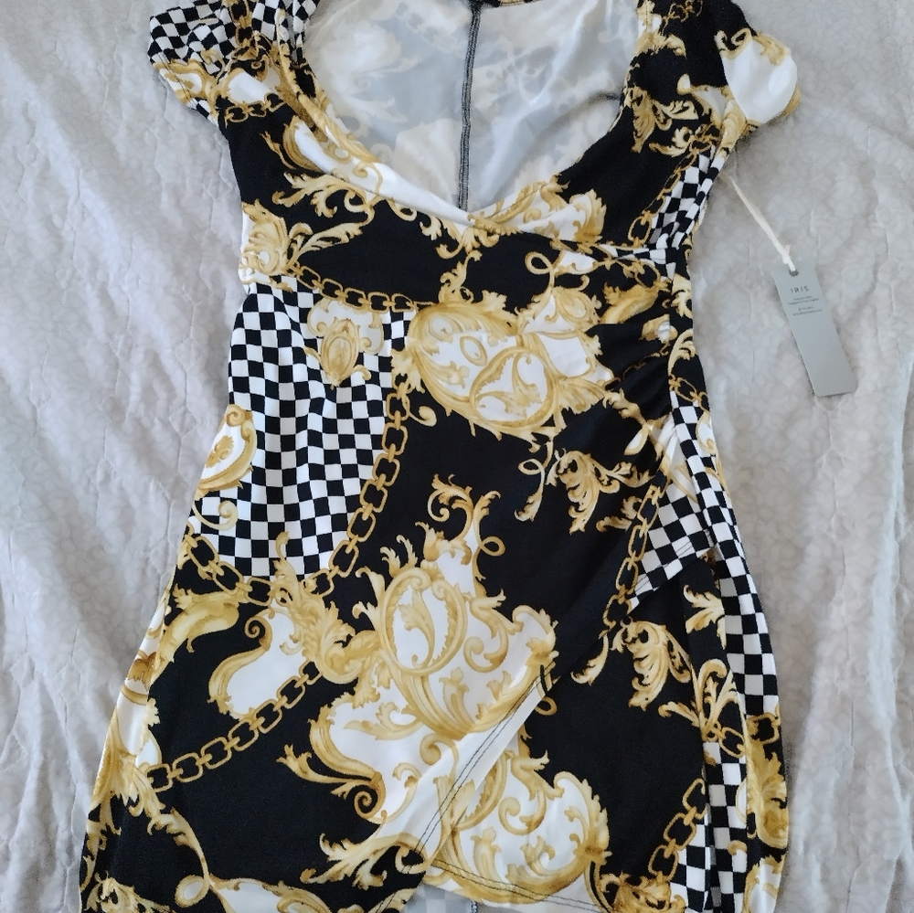 Very Fortunate Mini Dress black/gold size L - Picture 3 of 3